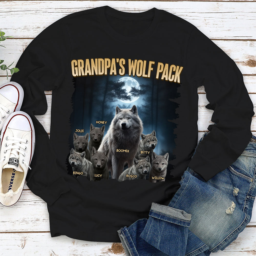 Custom Father's Day, Special Gift for Dad & Grandpa • Dad Wolf Pack - Personalized Shirt