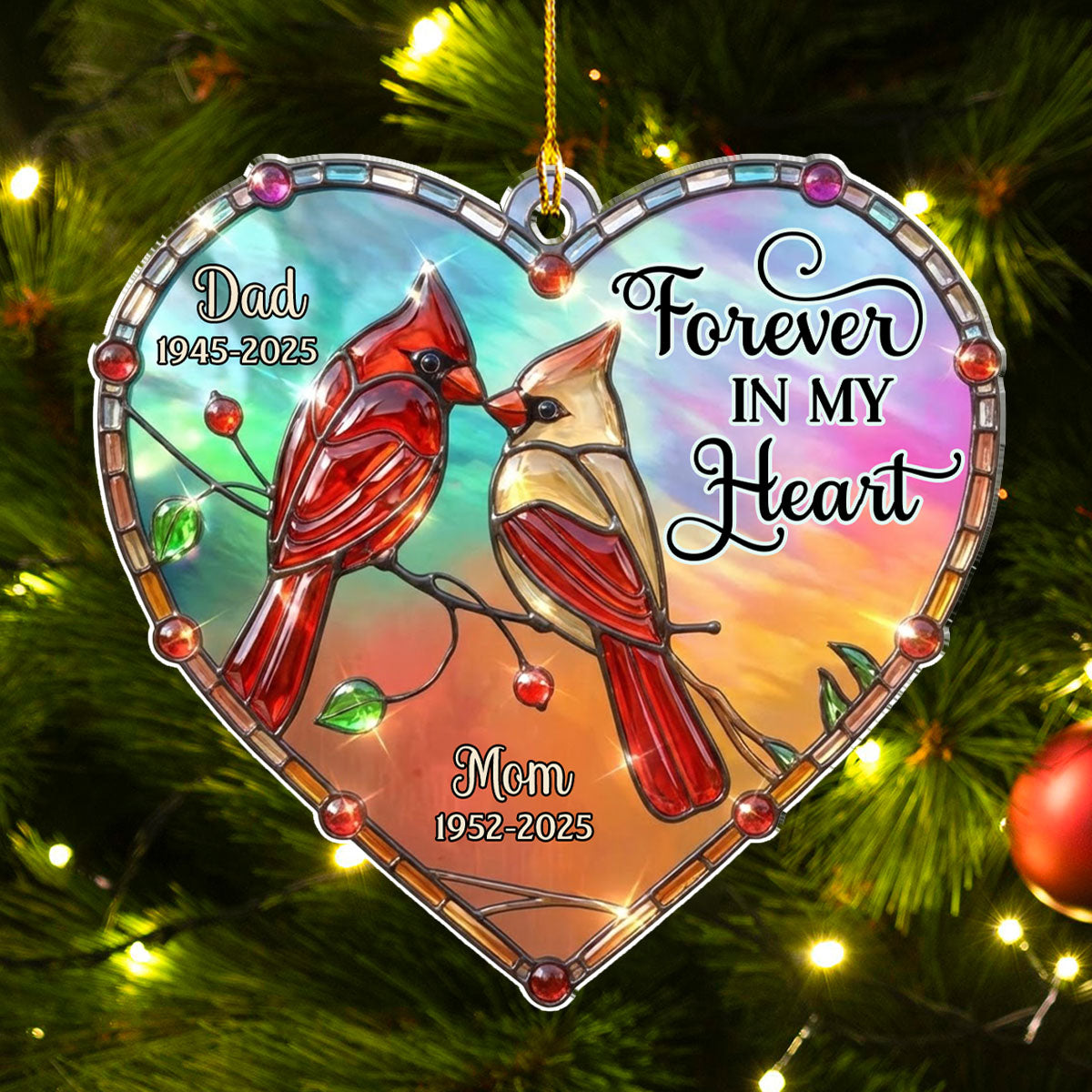 Custom Memorial Christmas Ornament, Sympathy Keepsake •  Cherished Forever - Personalized Acrylic Ornament