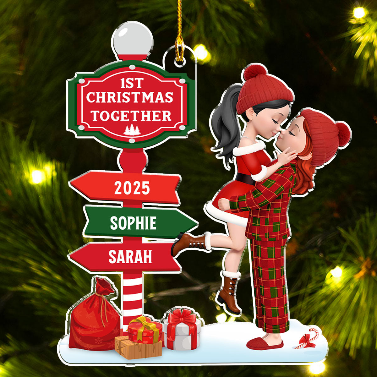 Custom First Christmas Ornament Married, Gift for Newlyweds •  Together Since First Christmas - Personalized Acrylic Ornament