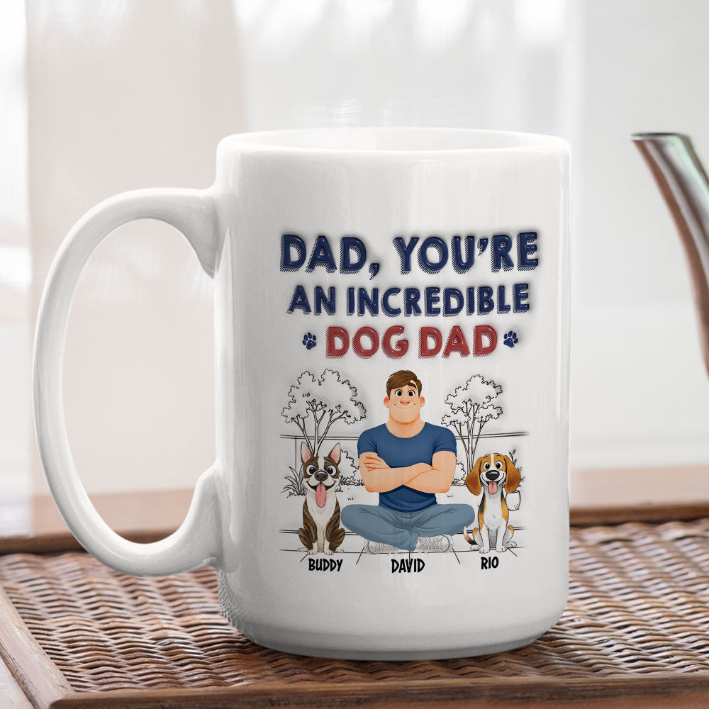 Custom Christmas & Birthday Keepsake Gift • Stylized Incredible Dog Dad - Personalized 3D Inflated Effect Coffee Mug