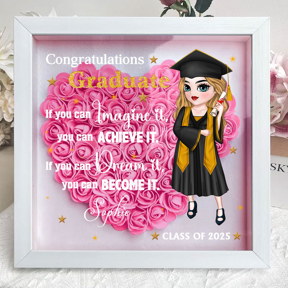 If You Can Dream It, You Can Become It - Personalized Flower Shadow Box
