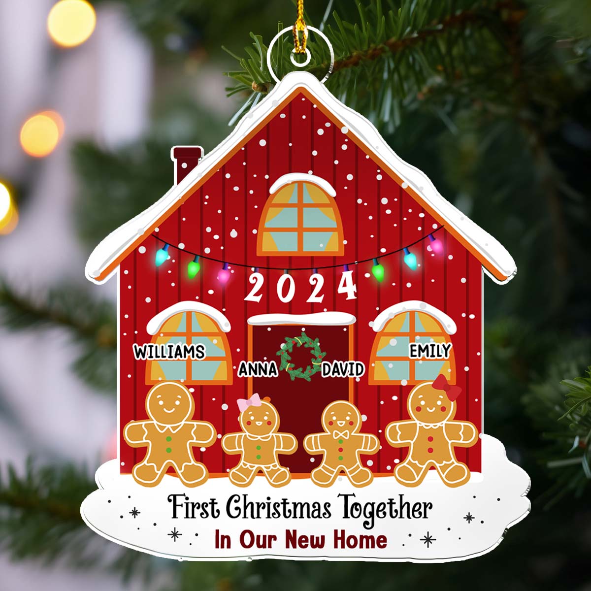 Custom Family First Christmas Ornament •  First Time In Our New Home - Personalized Acrylic Ornament