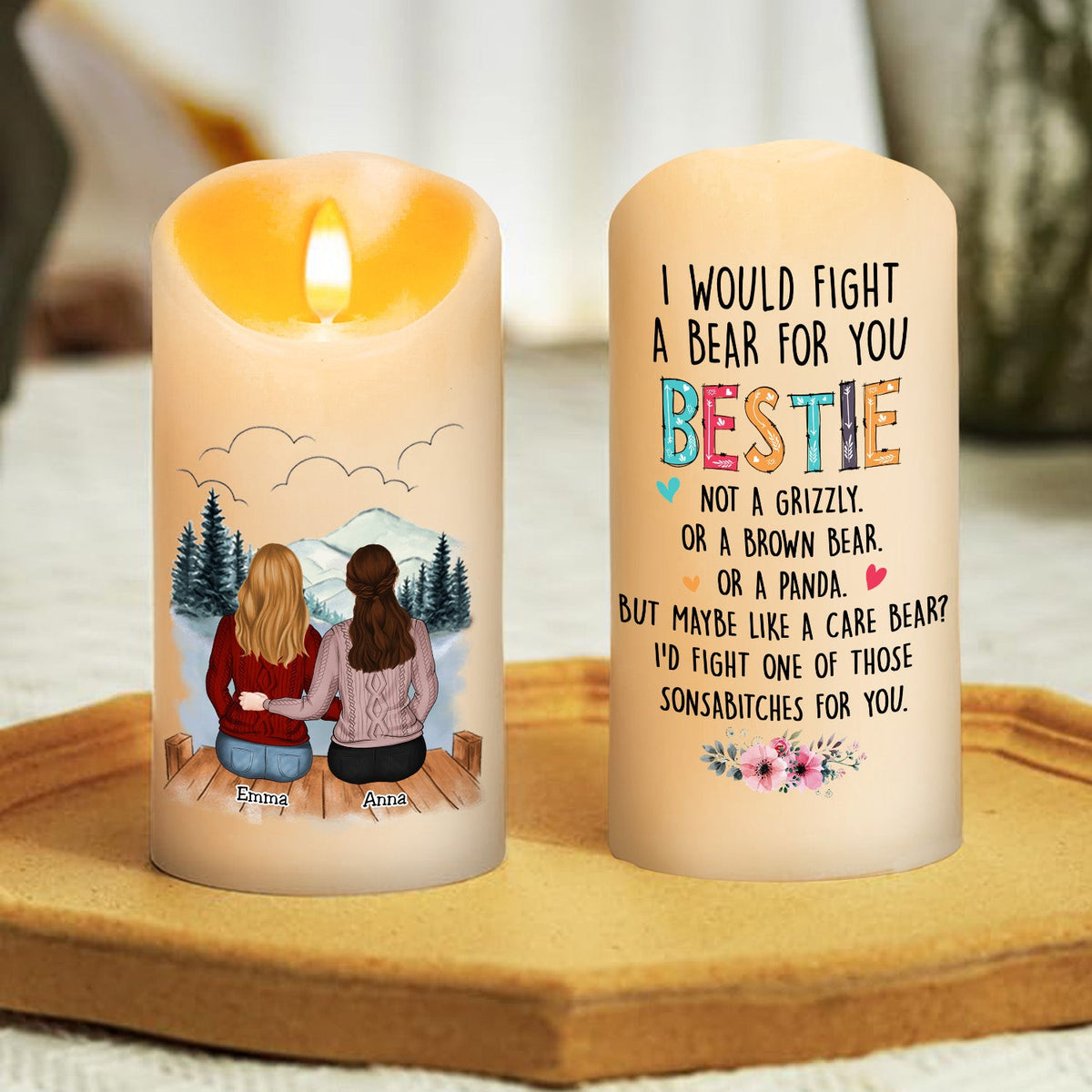 I Would Fight A Bear For You Sister - Personalized LED Candle