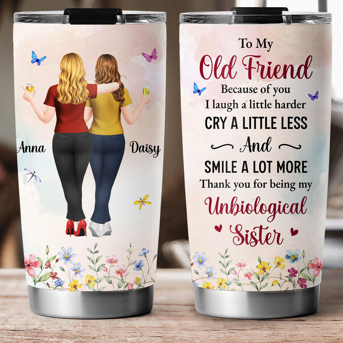 Custom Christmas Birthday Gifts For Best Friend • Old Friend Unbiological Sister - Personalized Tumbler