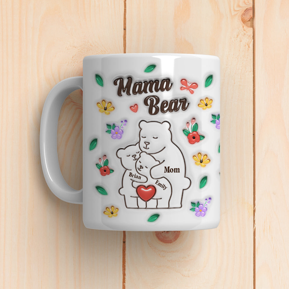 Custom Mother's Day Gift for Mom & Grandma • Mama Bear - Personalized 3D Inflated Effect Mug