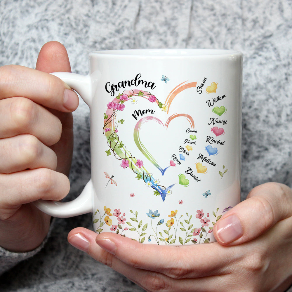Custom Mother's Day Gift for Mom & Grandma • Mom Grandma Hearts - Personalized Coffee Mug