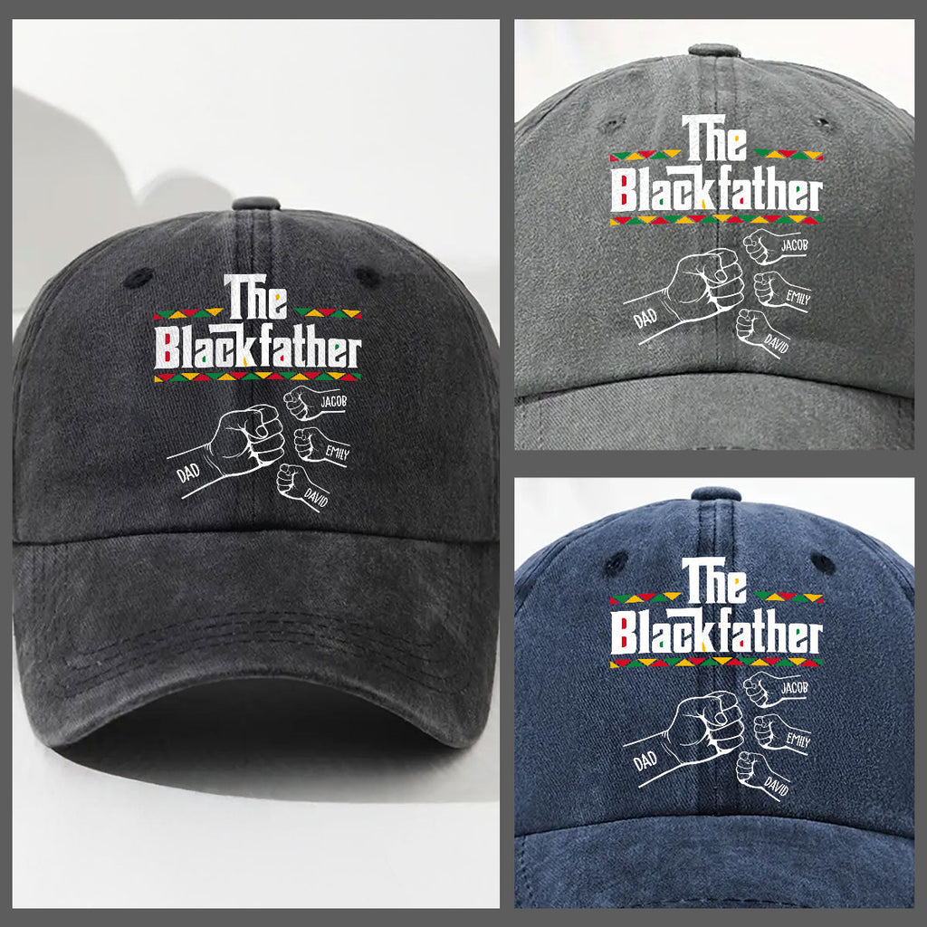 Custom Father's Day Christmas Birthday Gifts for Dad • The Blackfather - Personalized Vintage Washed Denim Cap