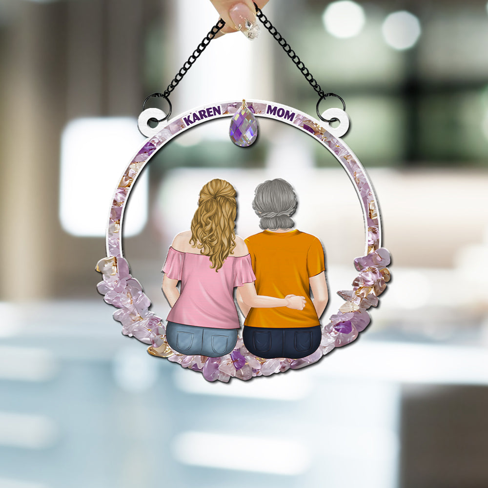 Custom Hanging Decor for Mom Daughter, Mother's Day Birthday Gifts • Forever Love - Personalized Suncatcher