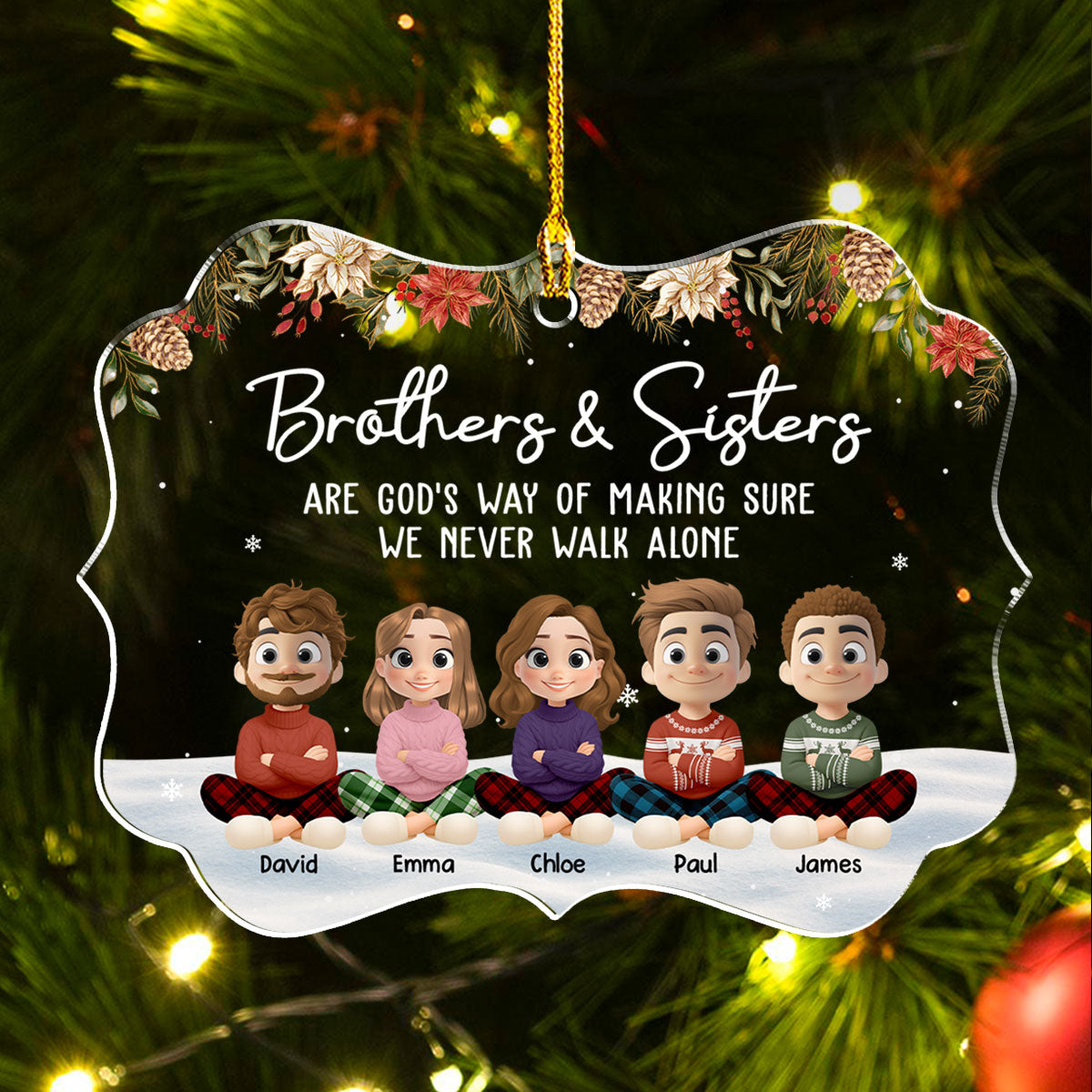 Custom Brothers & Sisters Christmas Ornament •  Together Always Brothers and Sisters - Personalized Acrylic Ornament