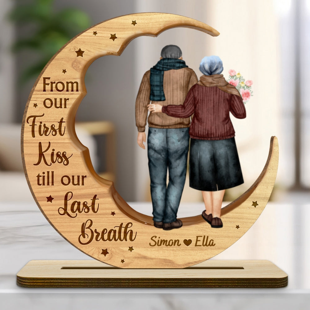 Custom Couple's Decor, Anniversary & Wedding Gift • You And Me Together - Personalized 2-Layer Wood Plaque With Flat Base