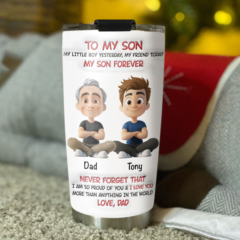 Custom Christmas Birthday Gifts For Son • My Son Forever - Personalized 3D Inflated Effect Tumbler