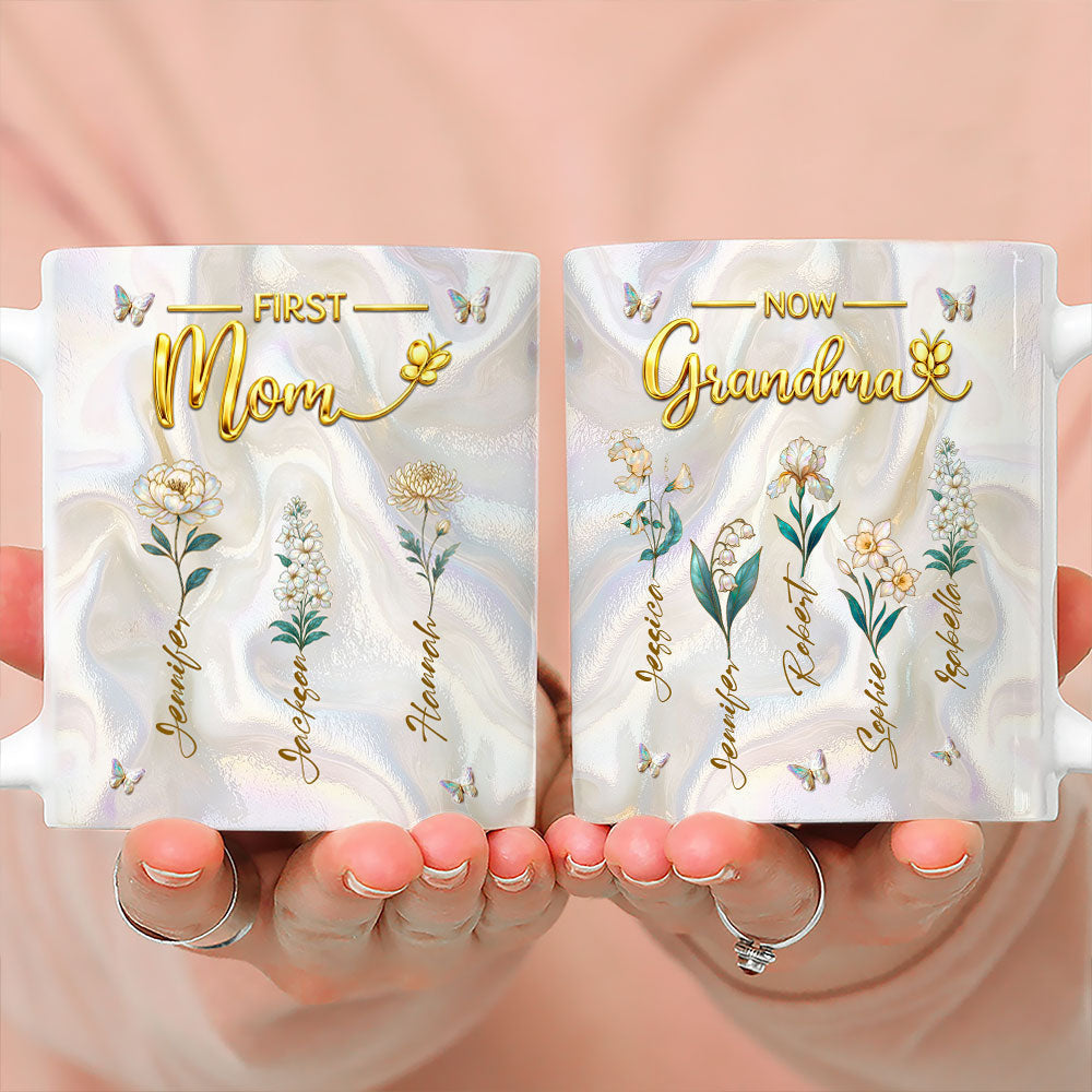Custom Mother's Day Gift for Mom & Grandma • Flower Gift For Mom Grandma - Personalized 3D Inflated Effect Mug