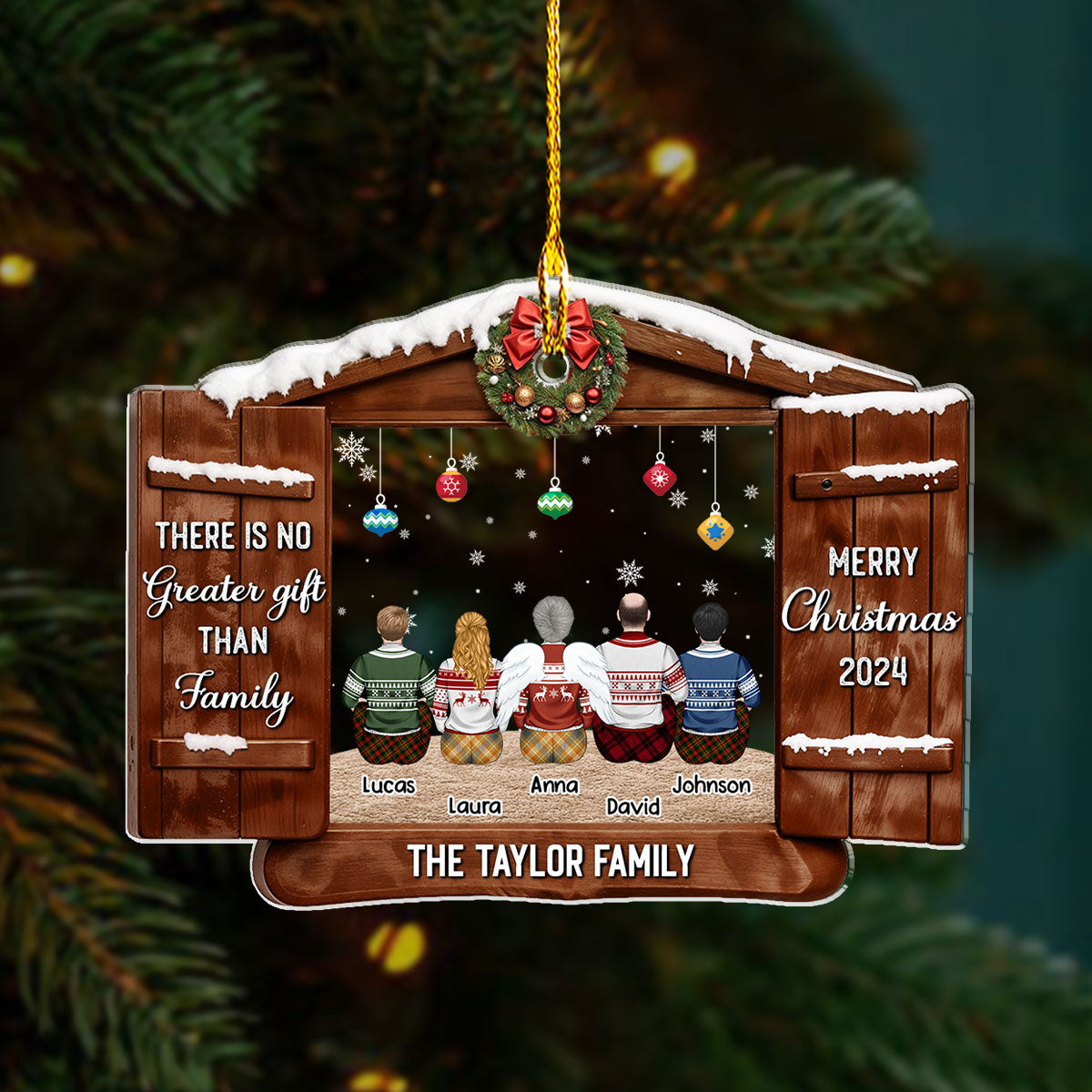 Custom Family Ornament, Christmas Gift for Family Members •  There Is No Greater Gift - Personalized Acrylic Ornament