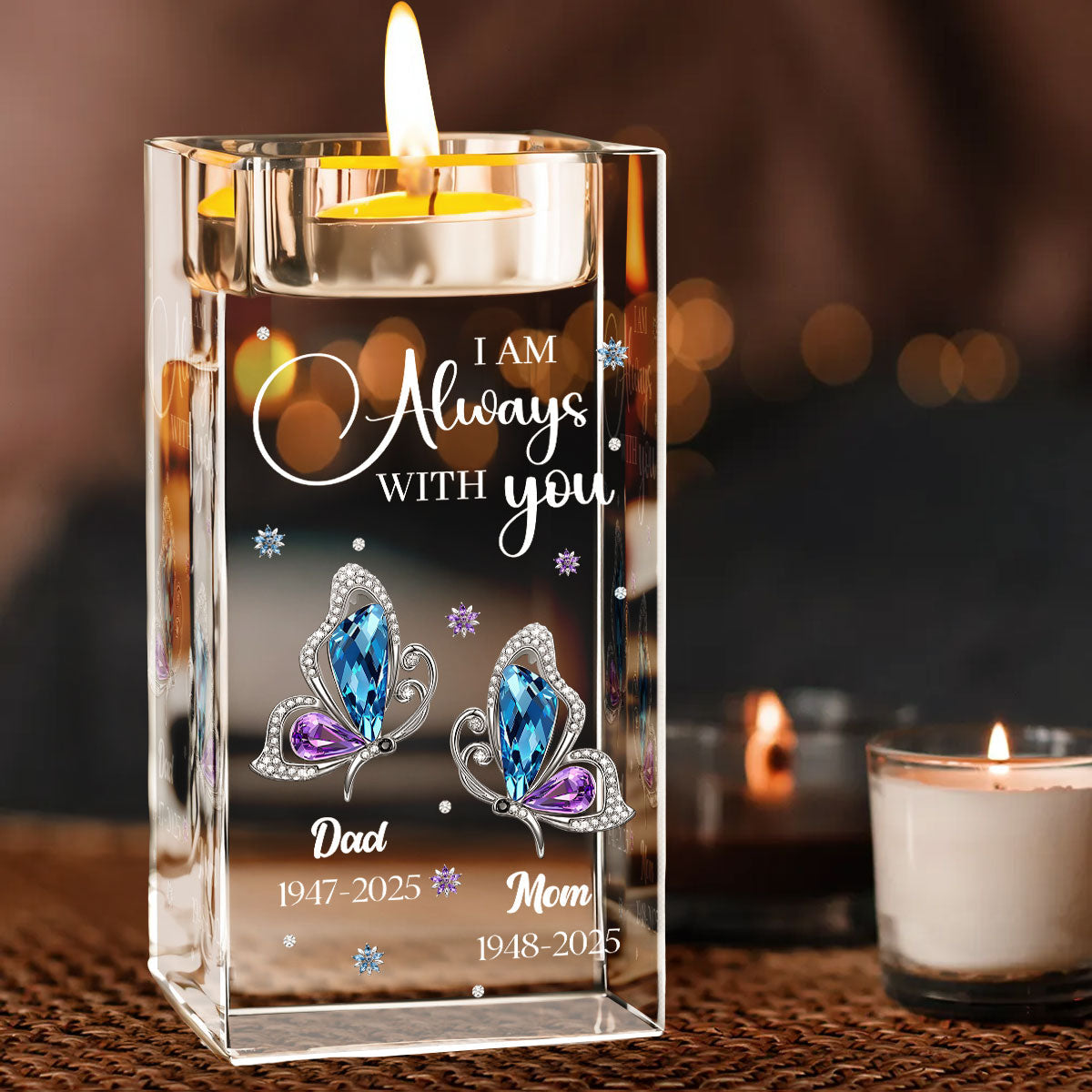 I Am Always With You - Personalized Crystal Candle Holder