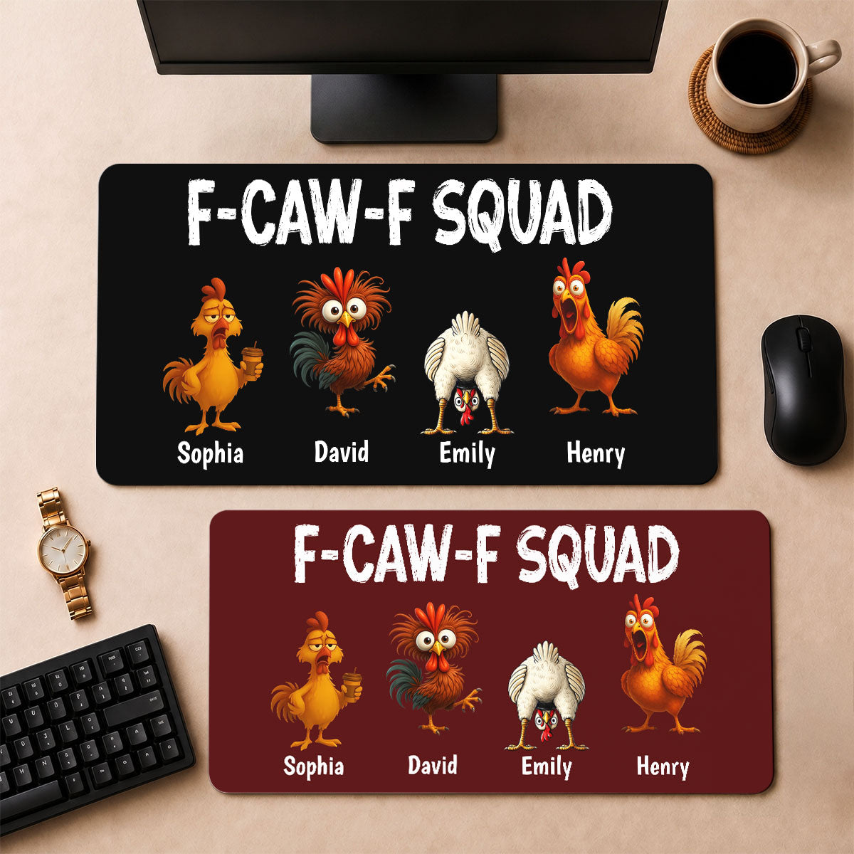 United By Coffee And Chaos - Personalized Desk Mat
