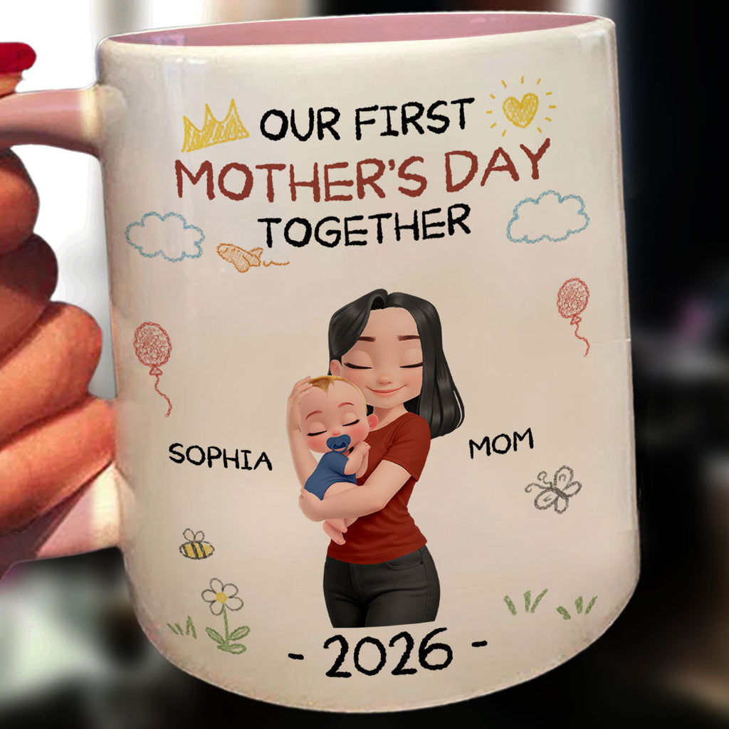 Custom First Mother's Day, Christmas Gift for New Mom • First Mother Day With Love - Personalized Accent Mug