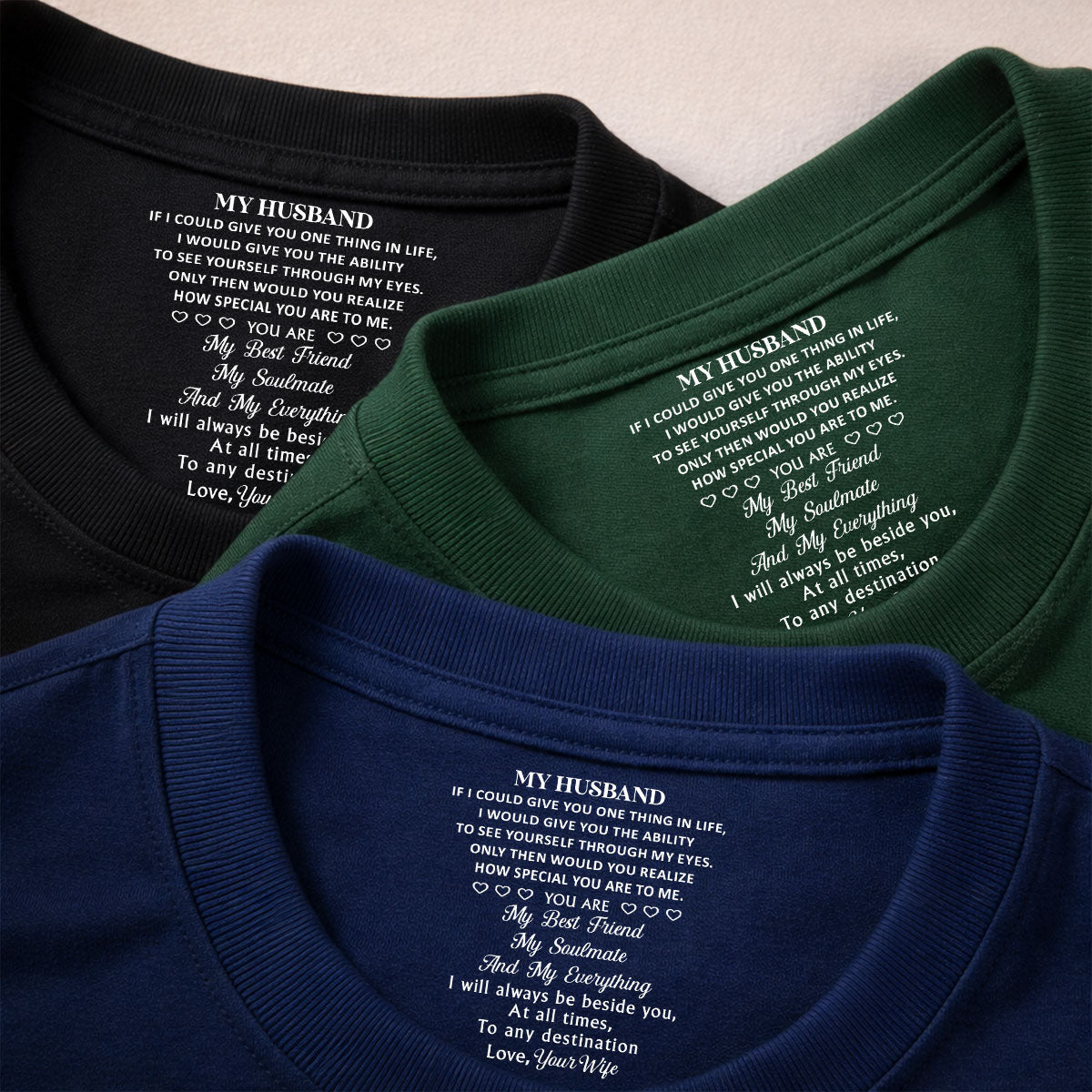 Custom Christmas Anniversary Keepsake Gifts For Husband • My Everything - Personalized Inside Neck Print T-Shirt