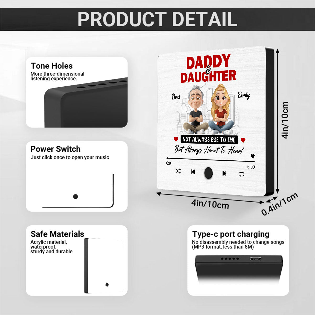 Dad and Daughter Always Connect - Personalized Music Fridge Magnet