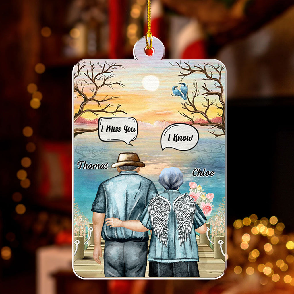 Custom Memorial Christmas Ornament, Sympathy Keepsake •  I Miss You Old Couple - Personalized Acrylic Ornament