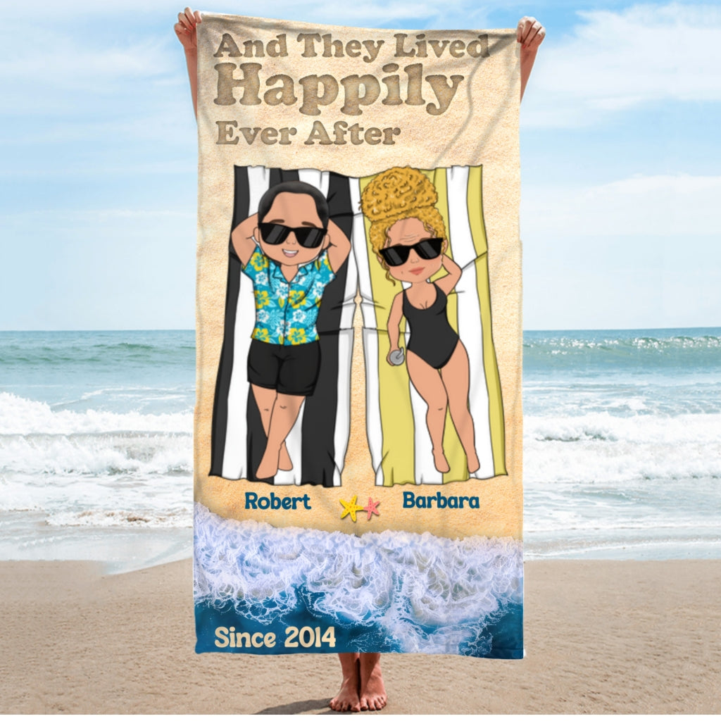 They Lived Happily Ever - Personalized Beach Towel