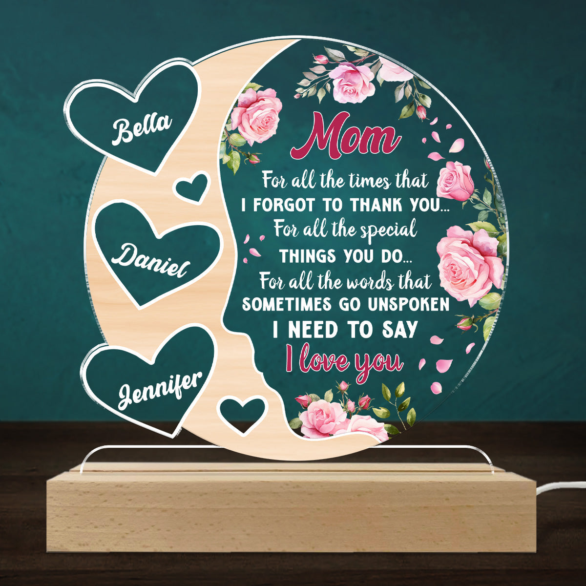 Custom Gift for Mom Grandma, Mother's Day Birthday • I Need To Say I Love You Mom - Personalized LED Light