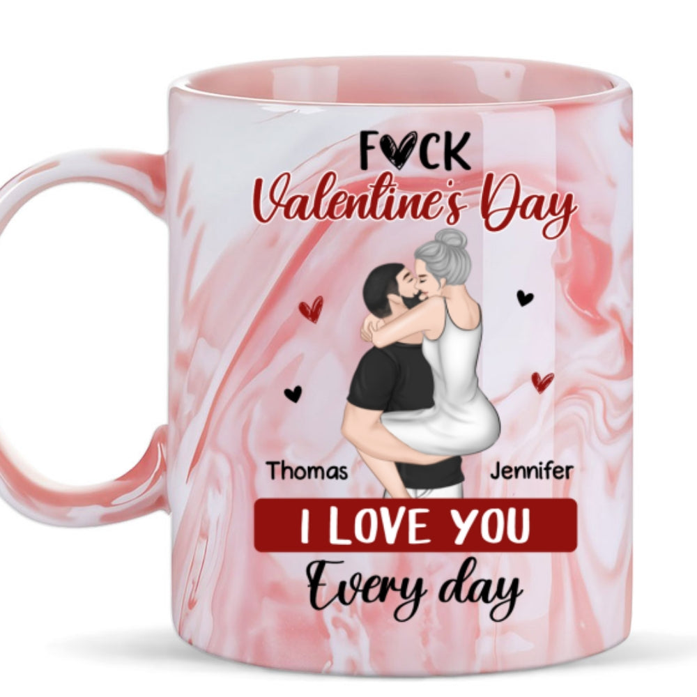 Custom Anniversary Keepsake Gifts For Couple • I Love You Every Day - Personalized Pink Marble Mug