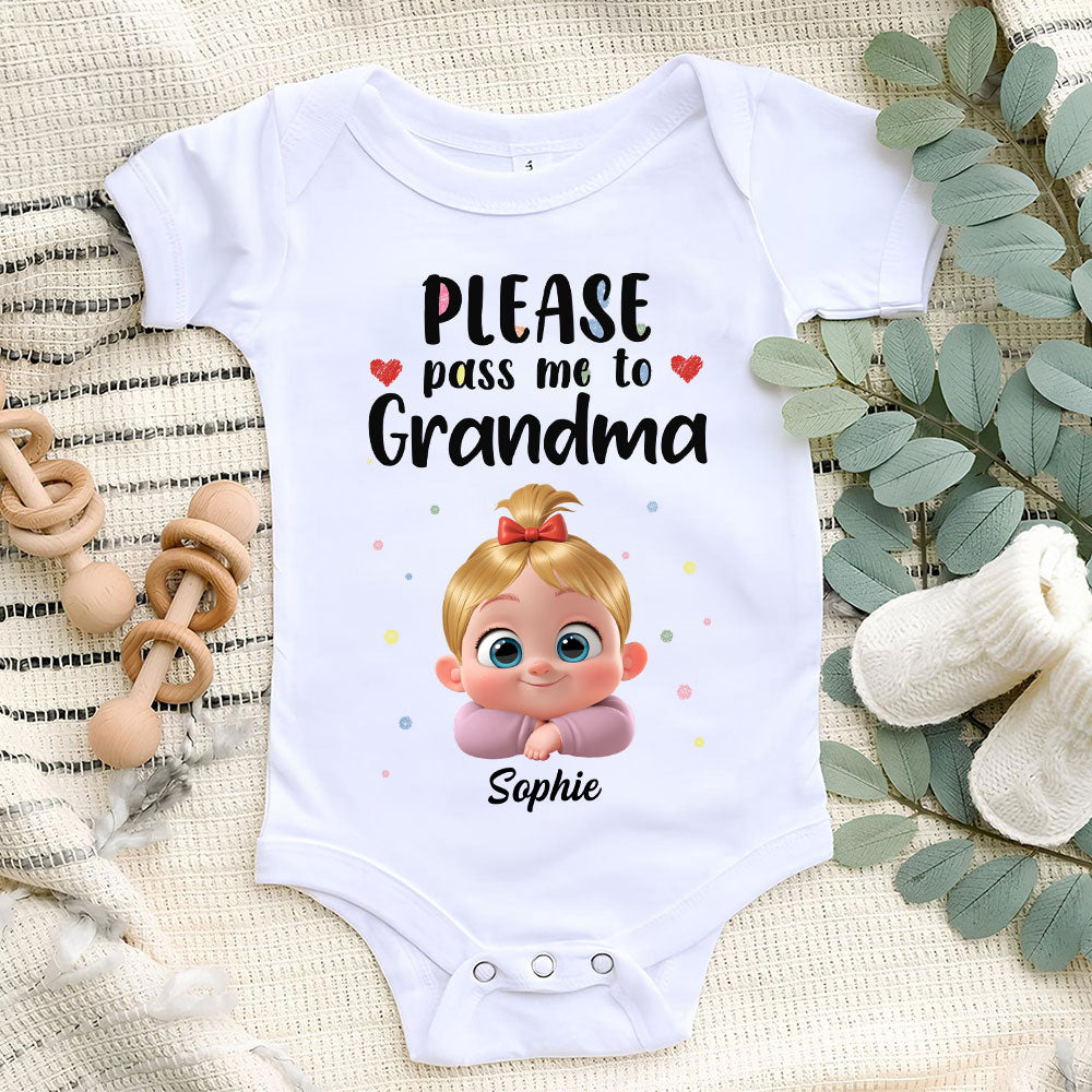 Please Pass Me To Grandma - Personalized Baby Onesie