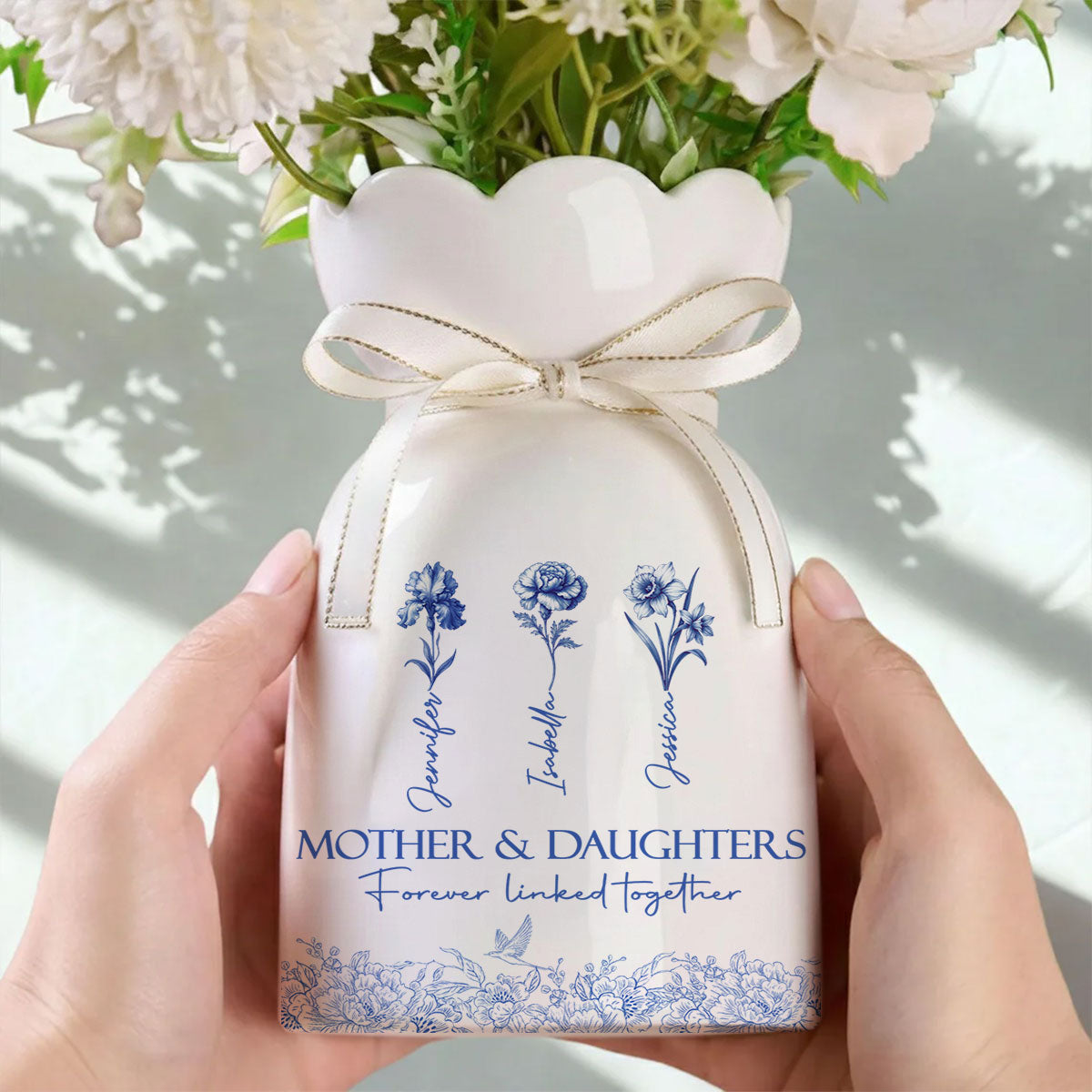 Forever Linked Together - Personalized Ribbon Tie Flower Vase
