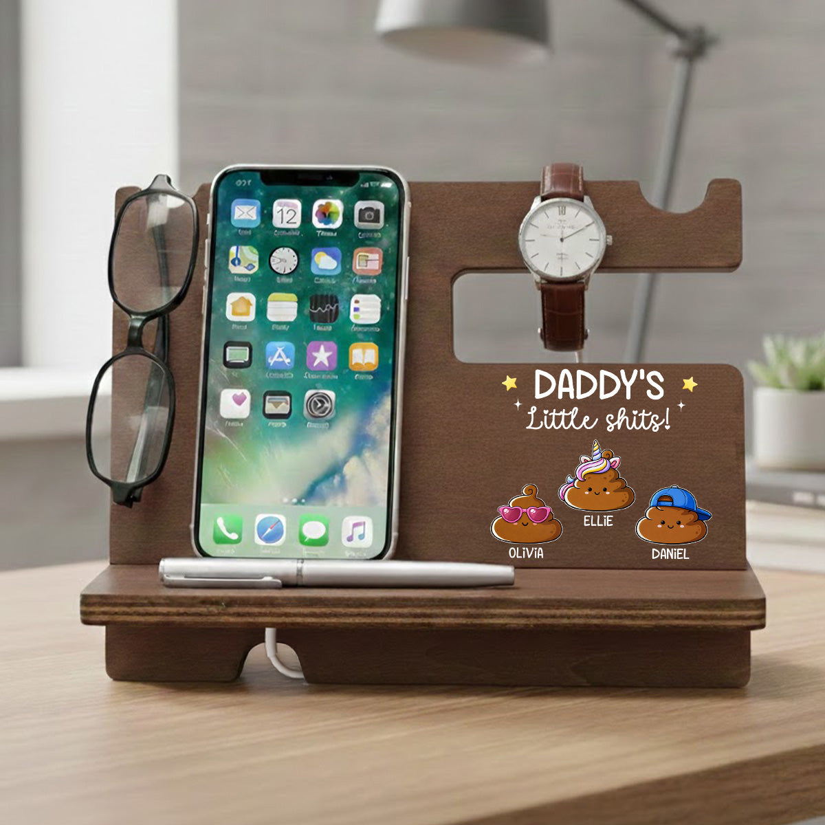 Little Shits - Personalized Wood Phone Docking Station