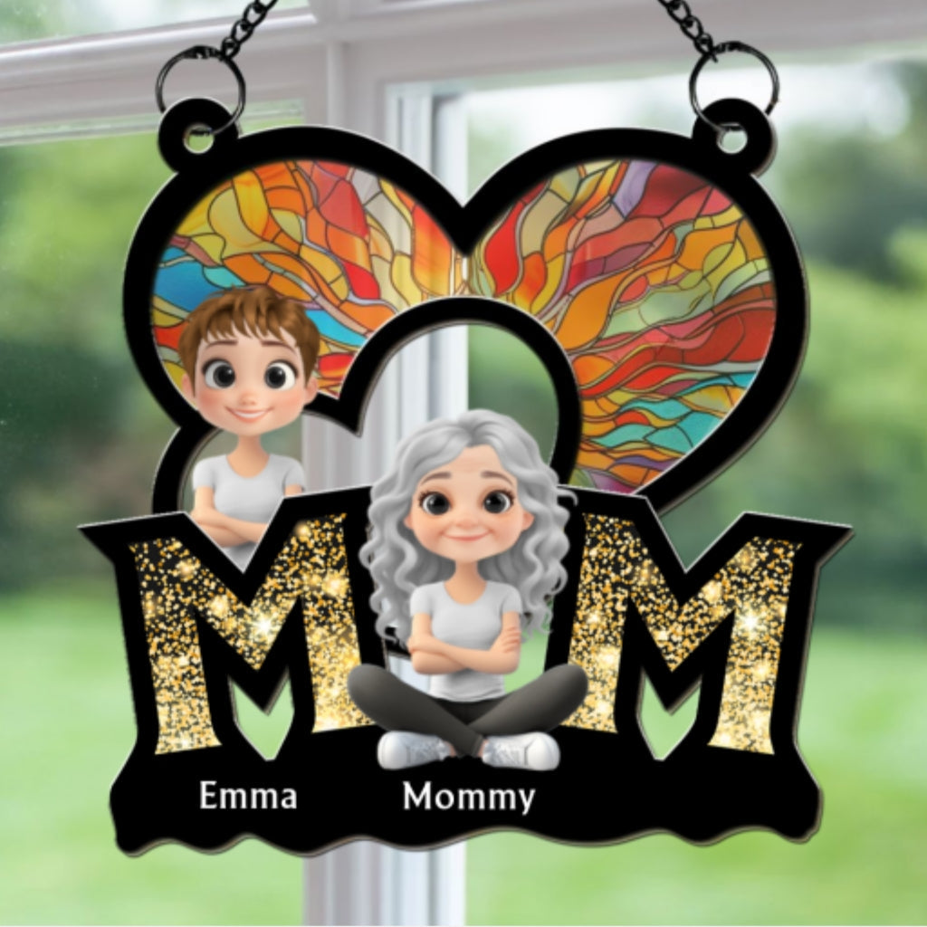 Custom Hanging Decor, Birthday Housewarming Gift • I Love You Mommy - Personalized Suncatcher
