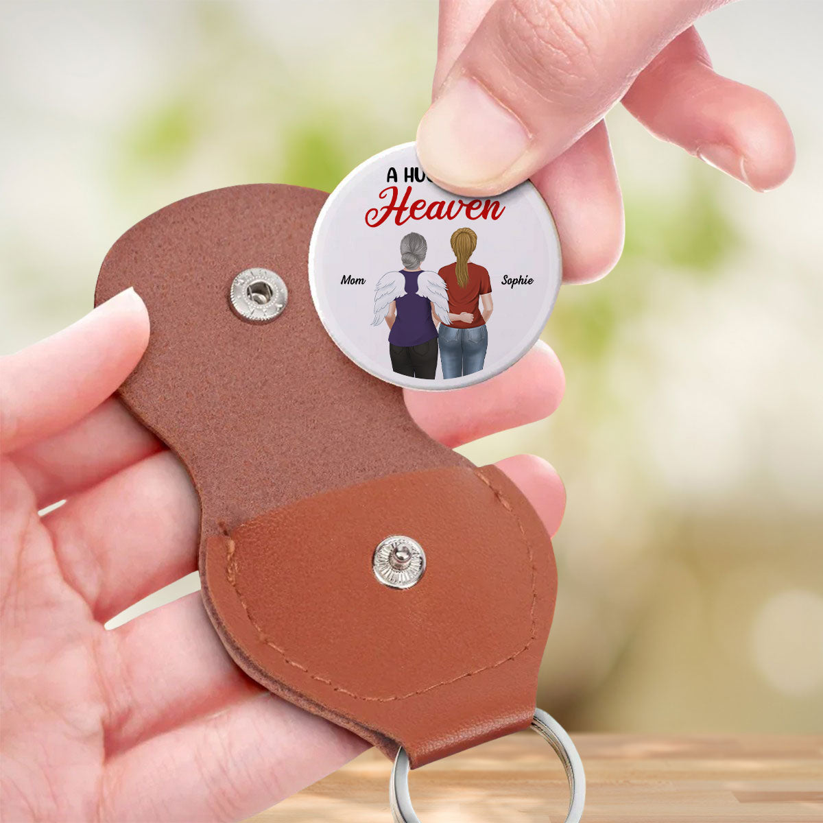 Custom Memorial Coin Keychain, Sympathy Keepsake • A Hug From Heaven - Personalized Pocket Hug