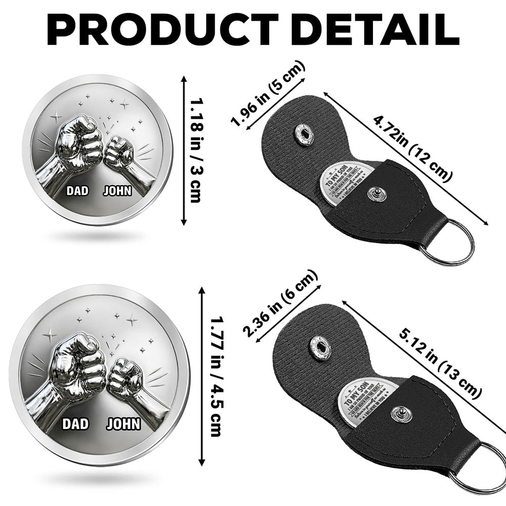 Custom Coin Keychain for Son, Father's Day Birthday Gifts • Reach For The Skies - Personalized Pocket Hug