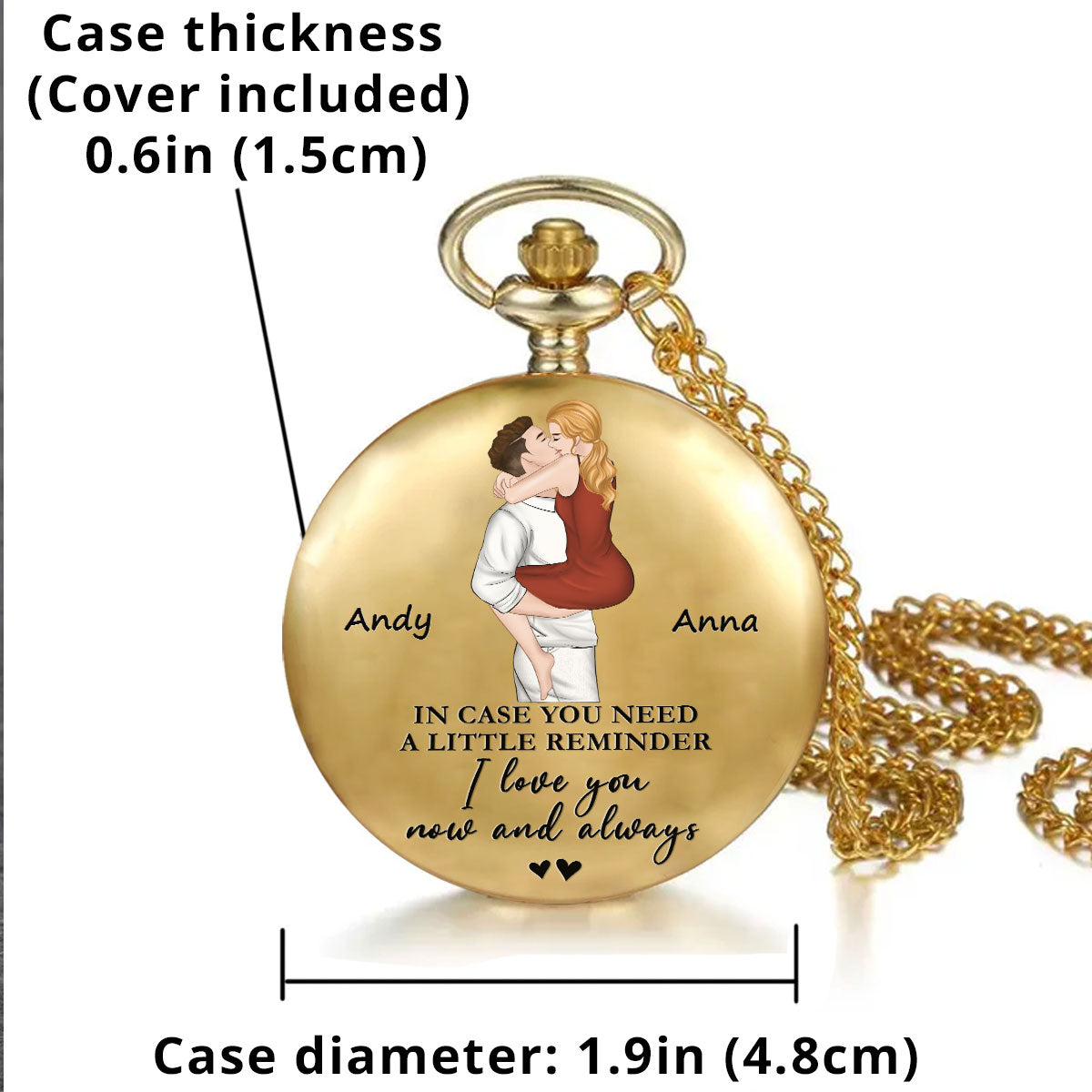 Love You Now And Always - Personalized Print Pocket Watch