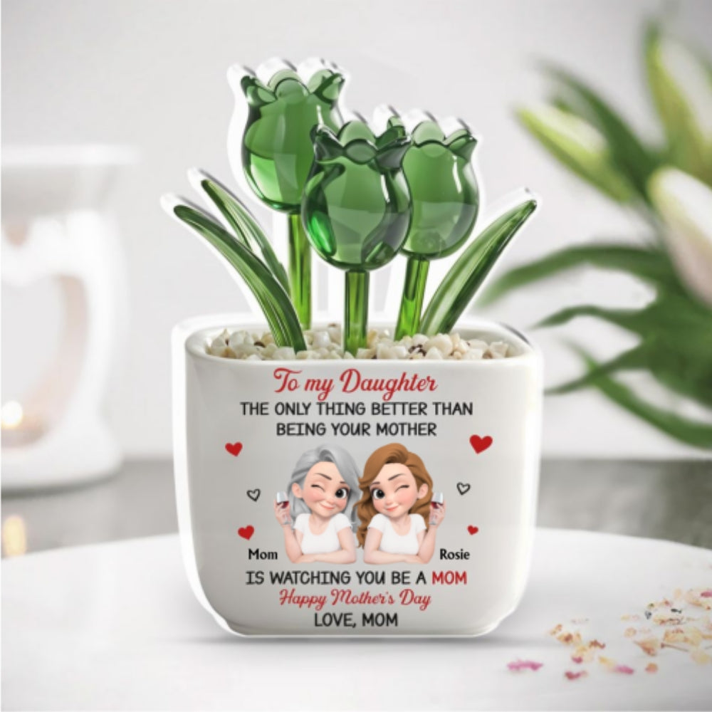Custom Mother's Day Decor, Gift for Mom & Grandma • Linked Together Cartoon - Personalized Acrylic Plaque