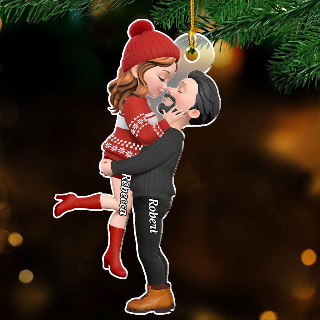 Custom Couple Christmas Ornament, Anniversary Gift •  Christmas With My Dear - Personalized Acrylic Ornament