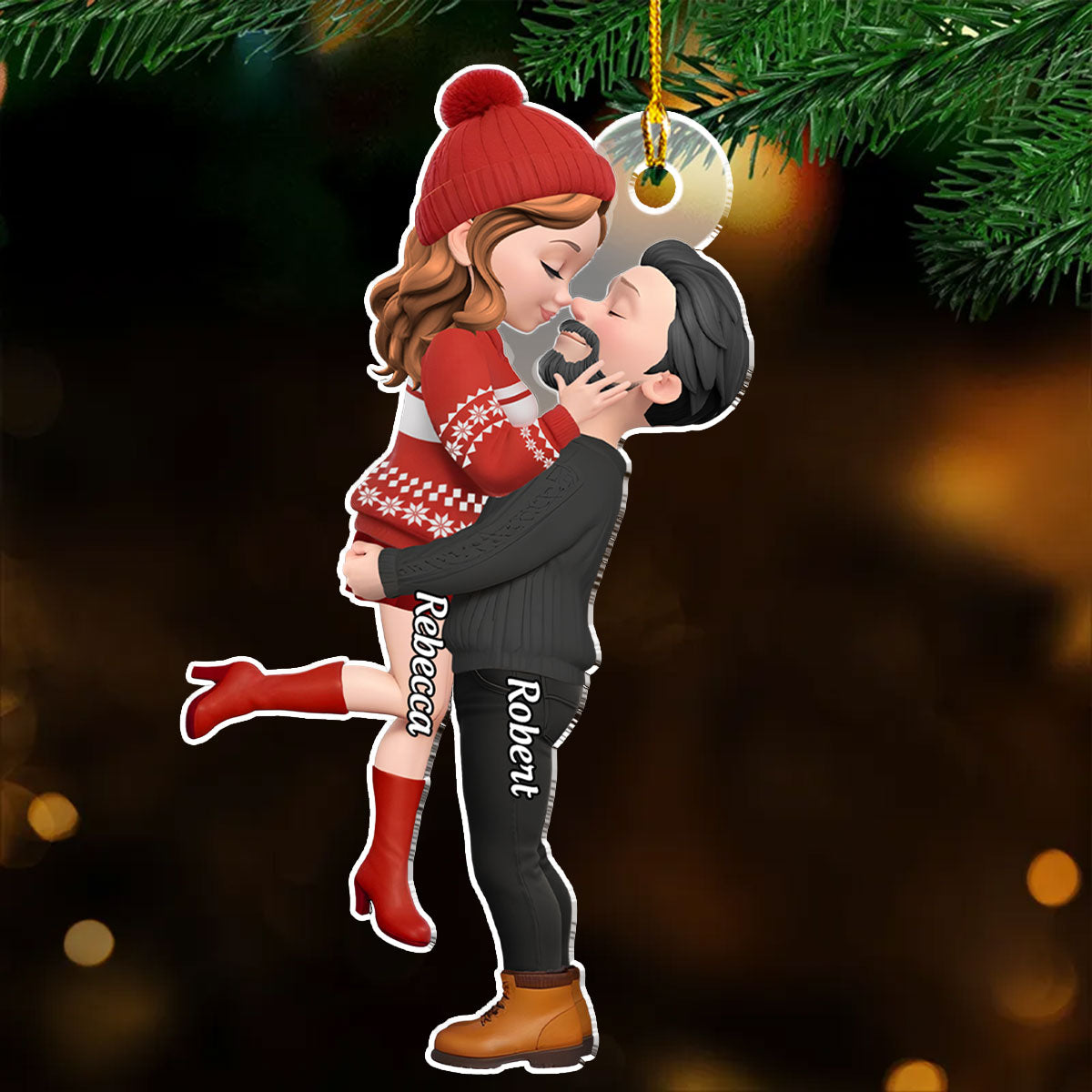 Custom Couple Christmas Ornament, Anniversary Gift •  Christmas With My Dear - Personalized Acrylic Ornament