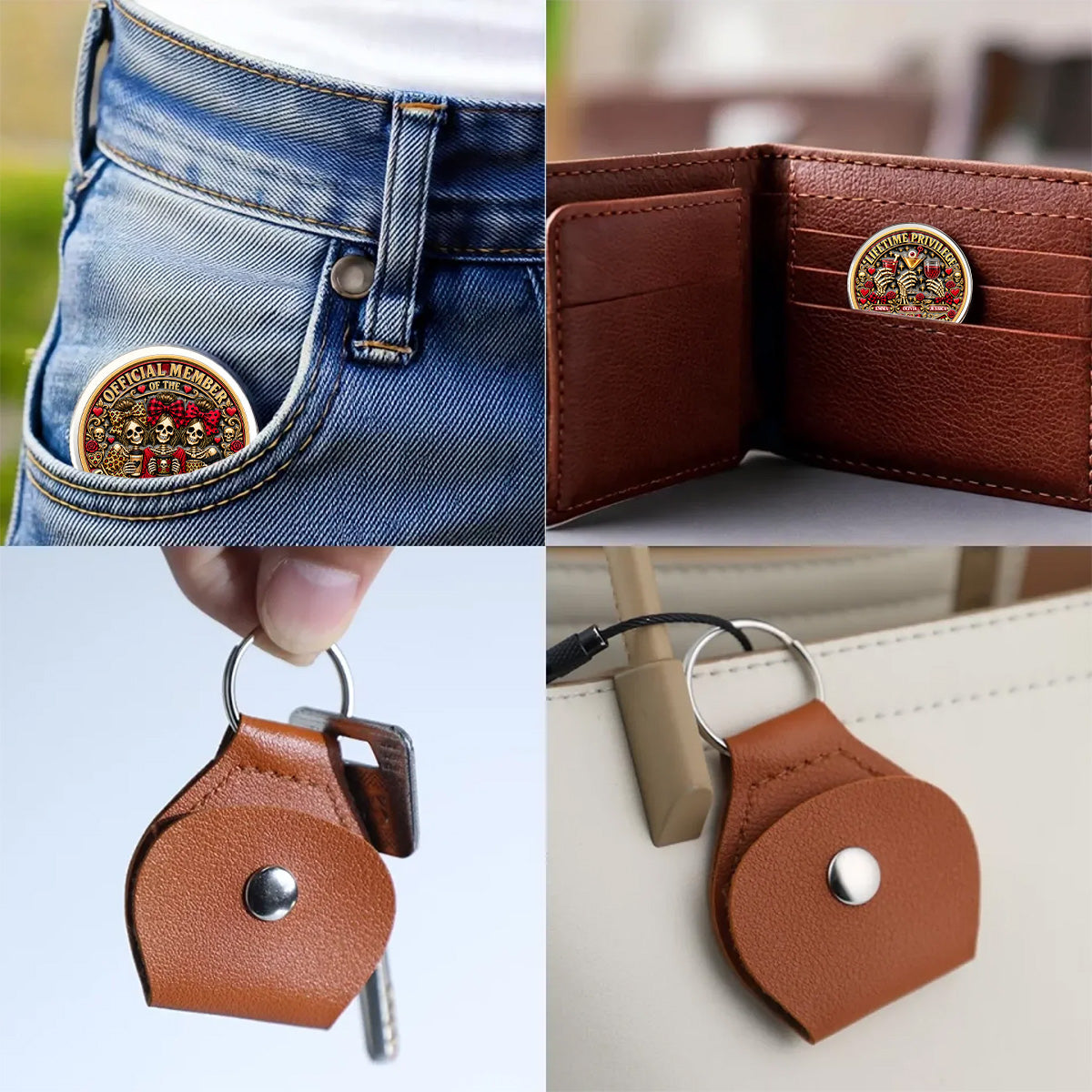 Custom Sister Siblings Coin Keychain, Christmas Birthday Gifts • Besties Are Cheaper Than Therapy - Personalized 3D Printing Pocket Hug