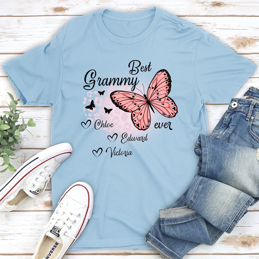 Custom Christmas & Birthday Gift for Grandma • Best Grandma Ever Butterfly - Personalized Unisex T-shirt