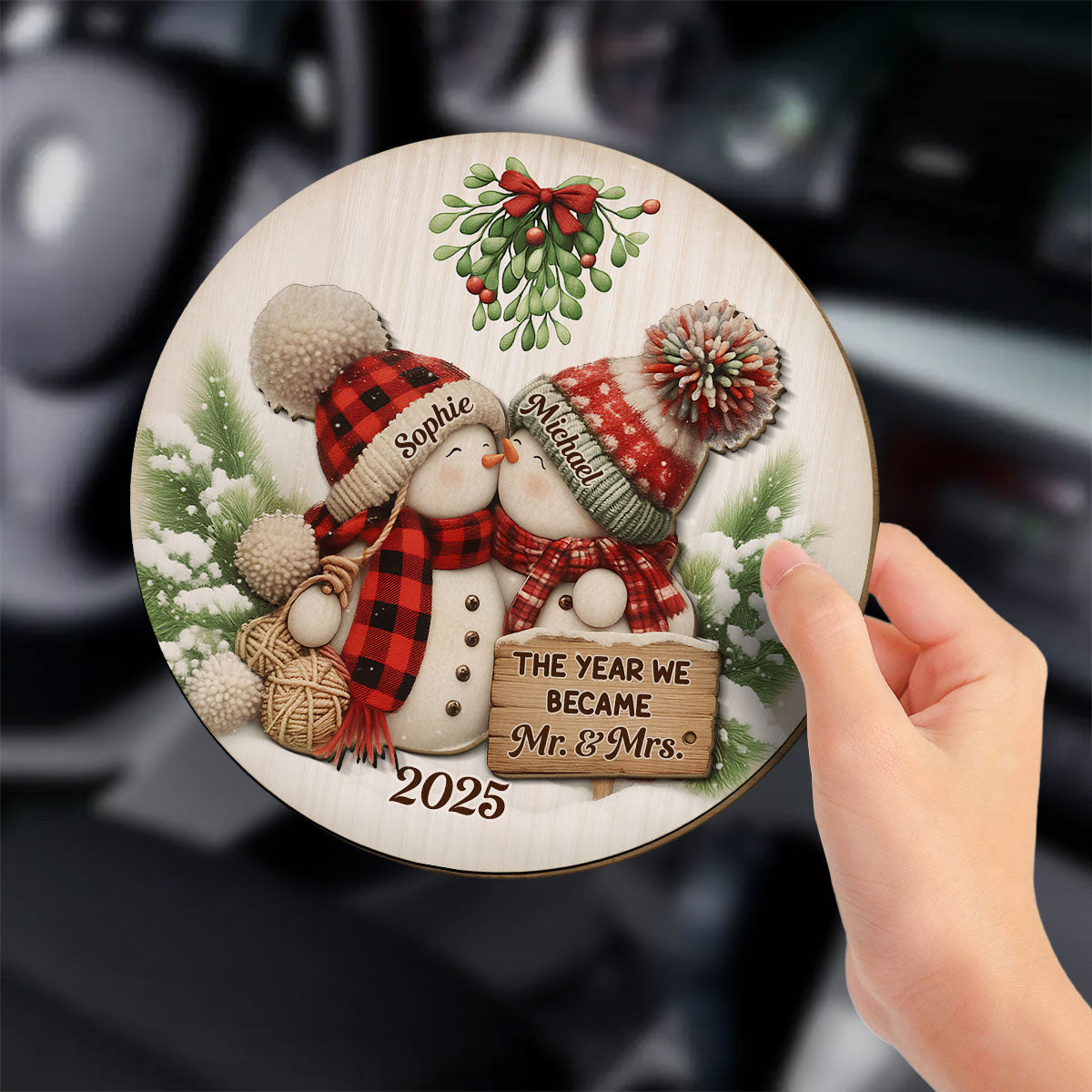 Merry And Bright Together - Personalized Car Visor Clip