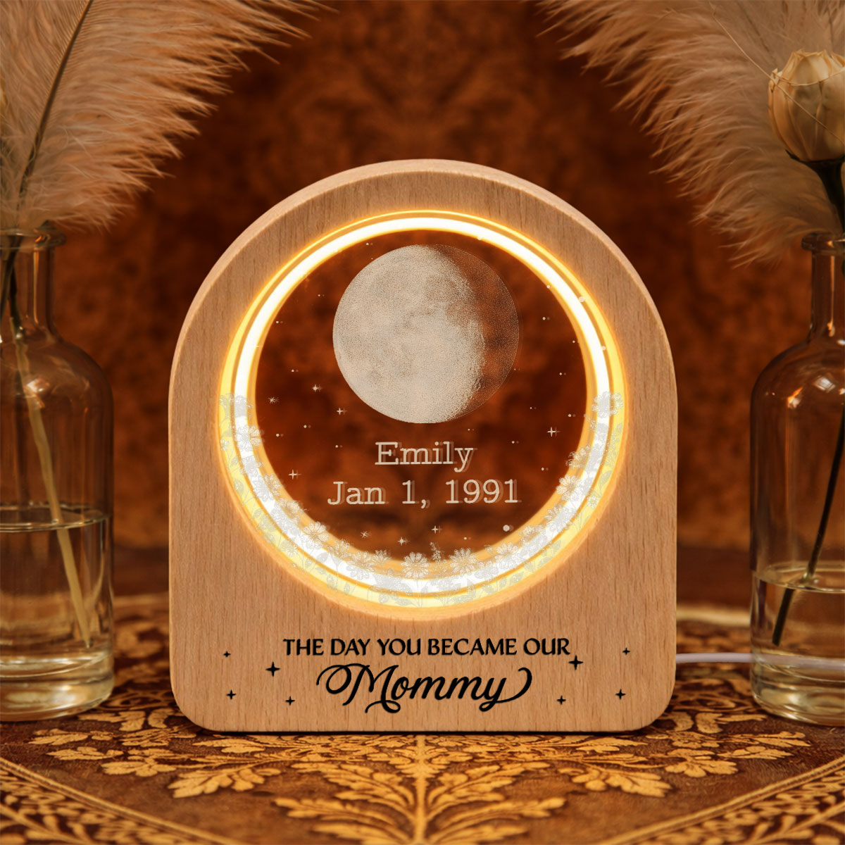 The Day Our Story Began - Personalized 3D Crystal Photo Portrait LED
