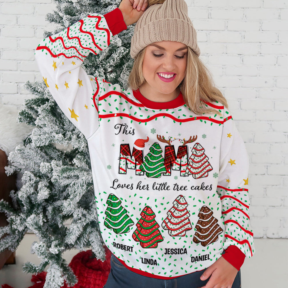 Custom Grandma Christmas Sweatshirt, Gift for Mothers • Grandma Christmas Tree Cake - Personalized All-Over-Print Sweatshirt