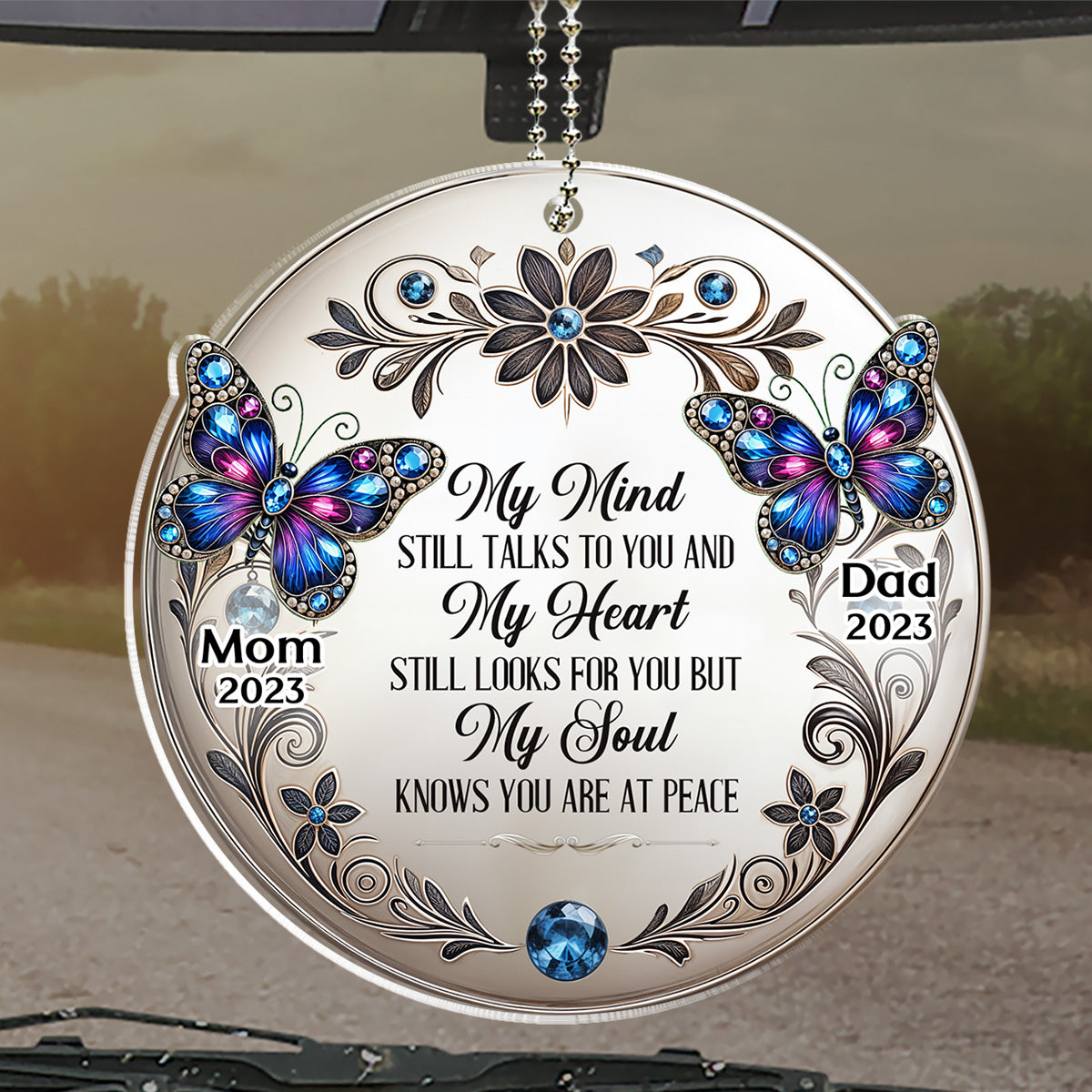 My Mind My Heart My Soul Butterfly - Personalized Car Ornament