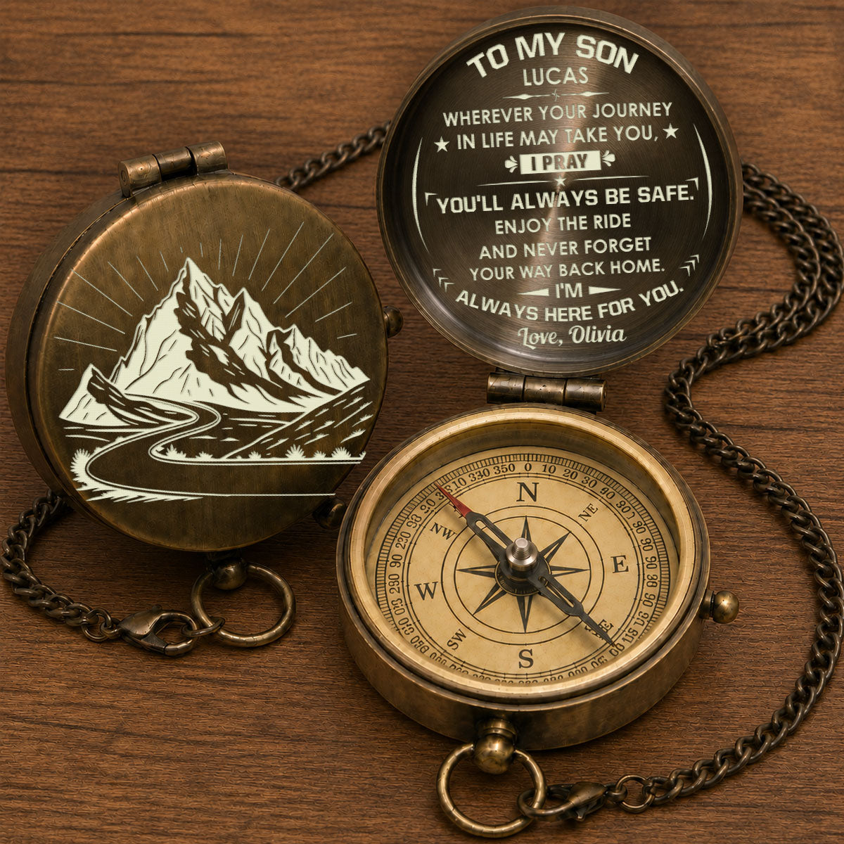 Enjoy The Ride My Son - Personalized Engraved Pocket Compass