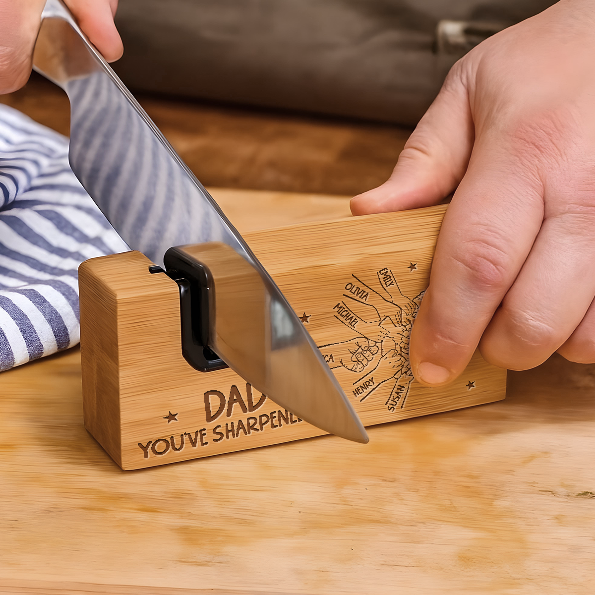 Dad Sharpened Us - Personalized Engraved Opener Sharpener Stowel