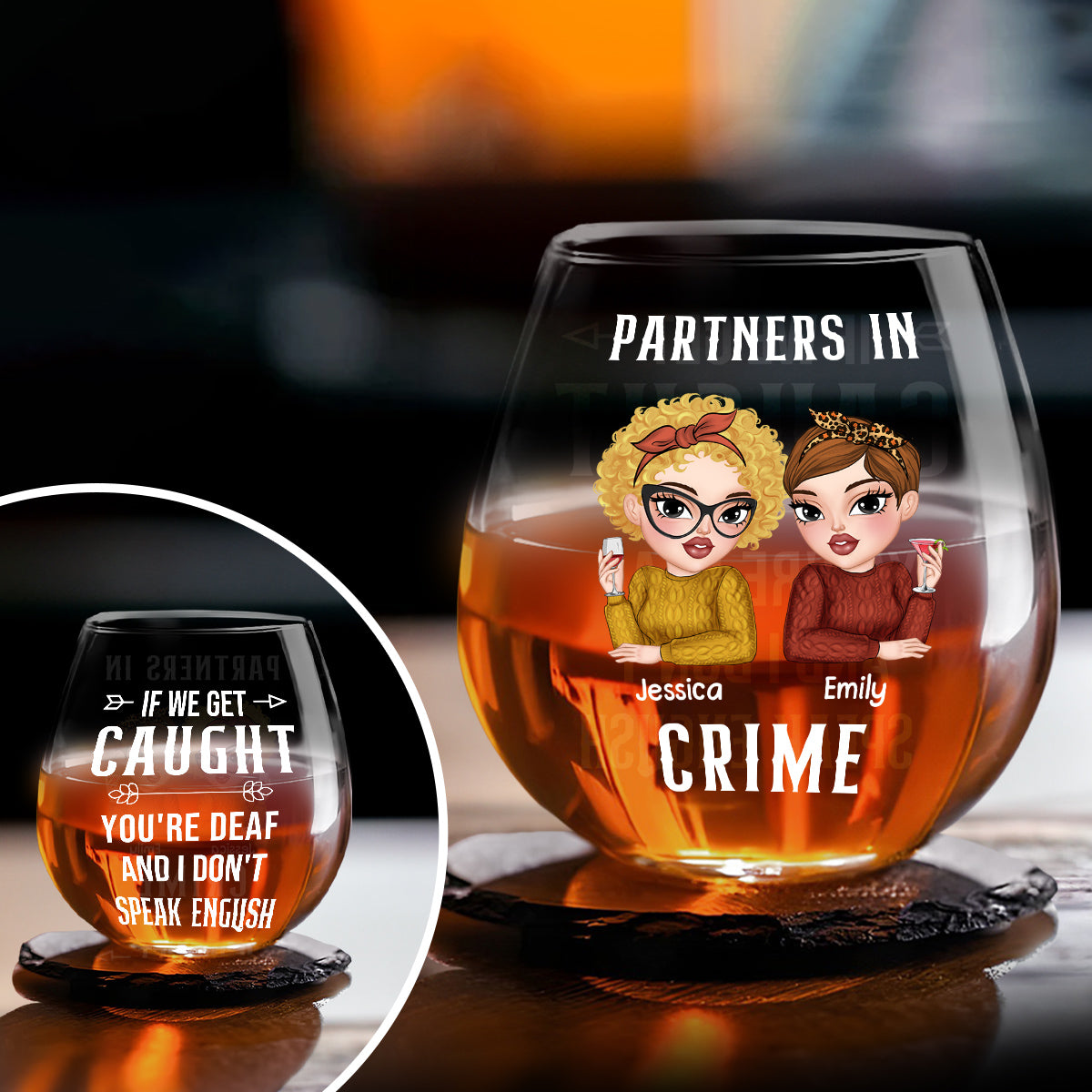 Partners In Crime - Personalized Wine Glass