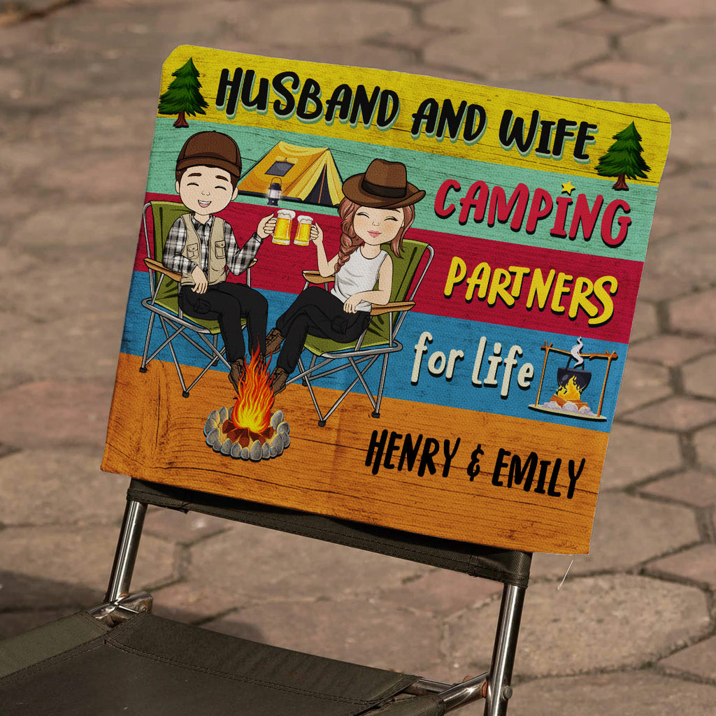 Husband And Wife Camping Partners - Personalized Camping Chair Cover