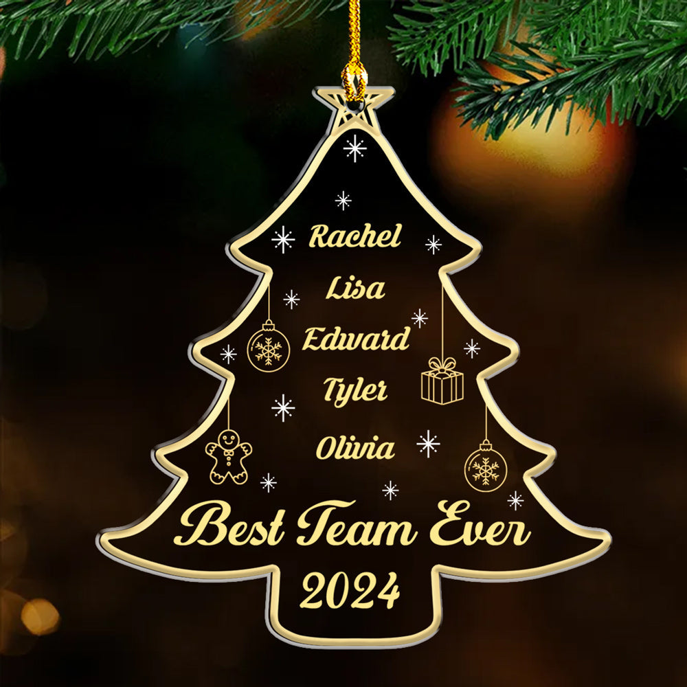 Custom Coworker Christmas Ornament, Team Appreciation Gift •  Best Team Ever Tree - Personalized Acrylic Ornament