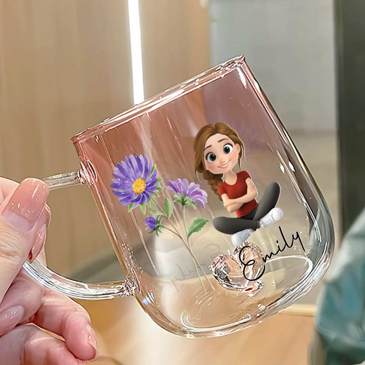 Custom Name & Birth Flower Birthday, Christmas Gift for Best Friend • You Are Beautiful Flower - Personalized Pink Gradient Glass Mug