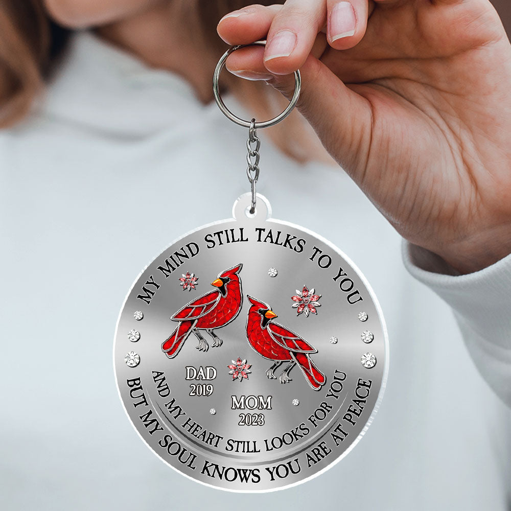 Cardinal Hummingbird My Mind My Heart My Soul - Personalized Acrylic Keychain