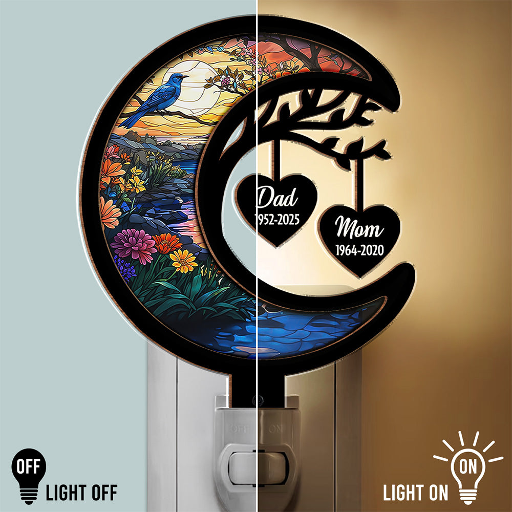 Custom Led Light Gift, Family Keepsake • In Heaven - Personalized Wood And Acrylic Night Light